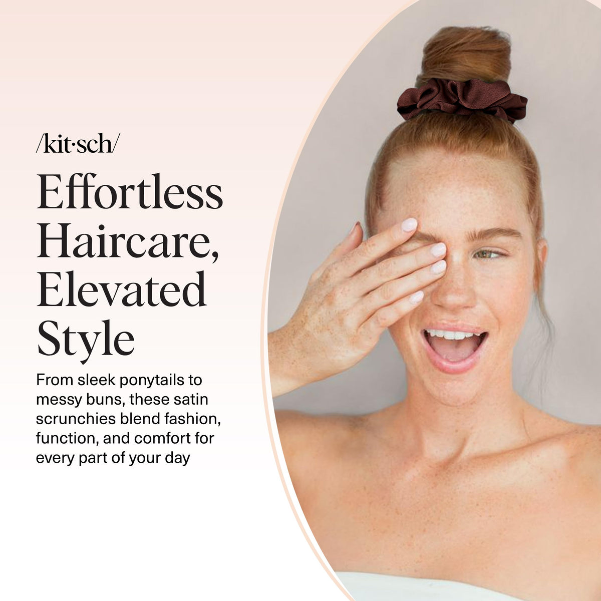 Kitsch Satin Scrunchies displayed with casual outfit