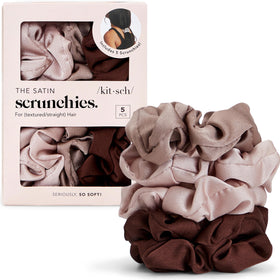 Kitsch Satin Scrunchies in Cameo colour front view