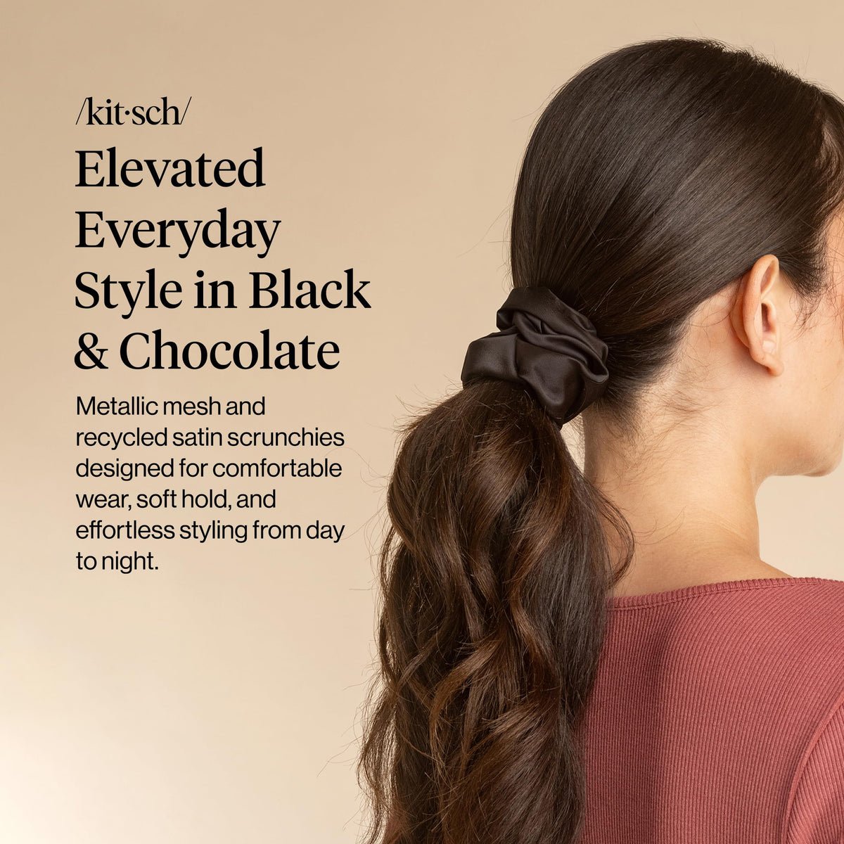 Kitsch Satin Scrunchies showing soft satin texture