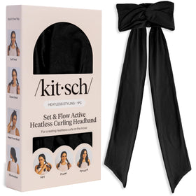 Kitsch Set & Flow Active Heatless Curling Headband in black front view