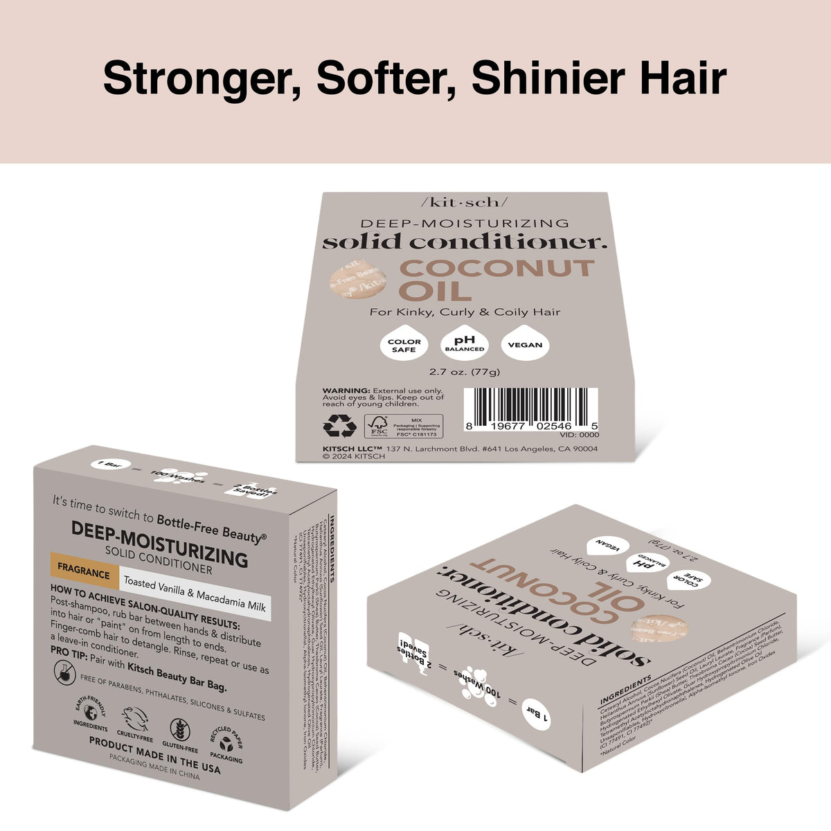 Kitsch Shampoo and Conditioner Bars in a bathroom setting