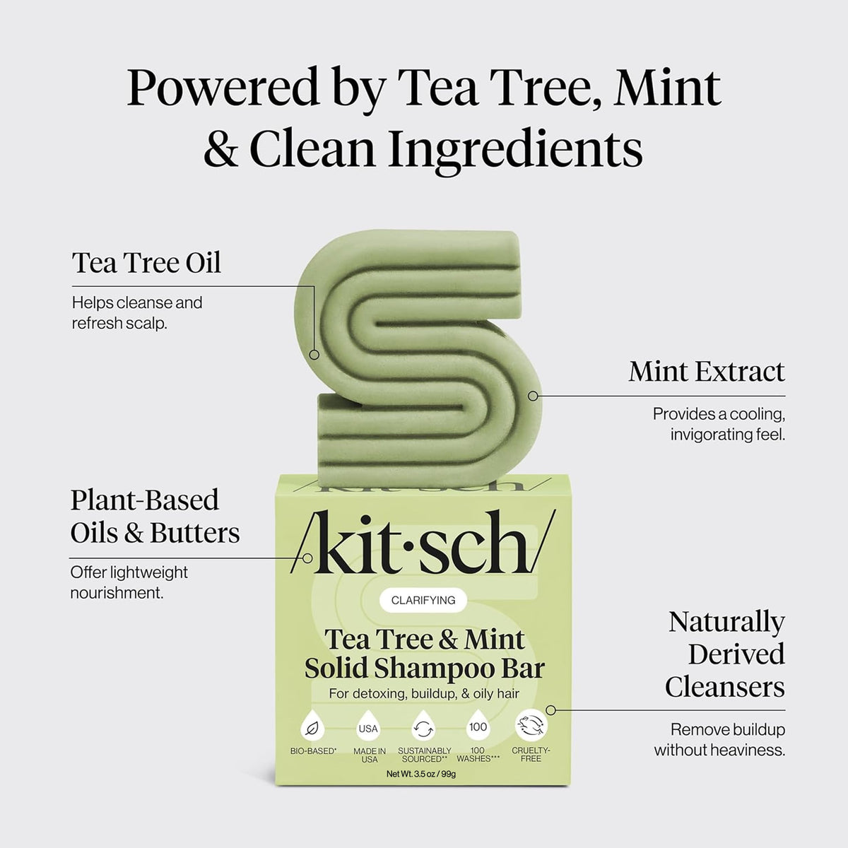 Kitsch Shampoo Bar on a bathroom shelf