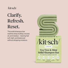 Kitsch Shampoo Bar with tea tree and mint leaves