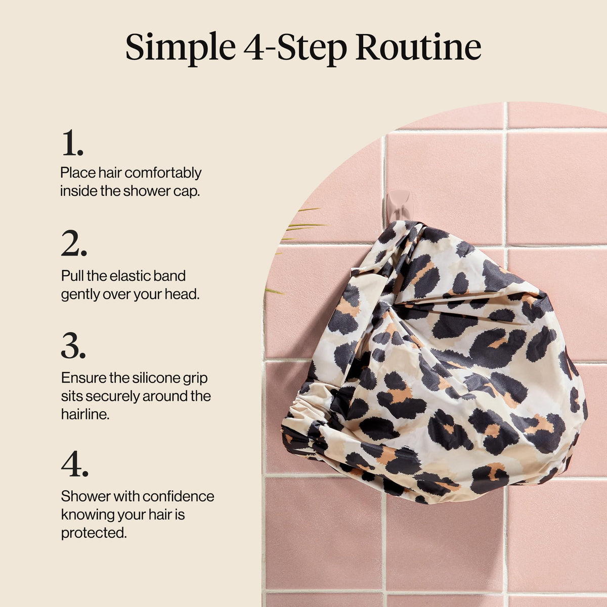Kitsch Shower Cap Leopard design with hair inside
