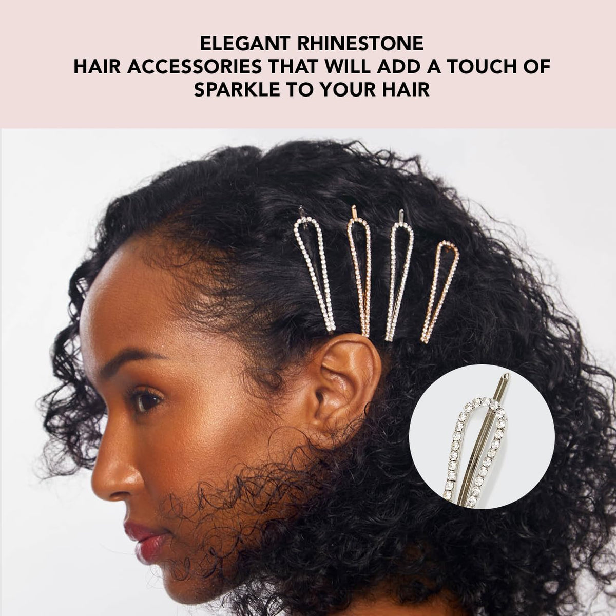 Kitsch silver rhinestone hair pin styled with loose layers