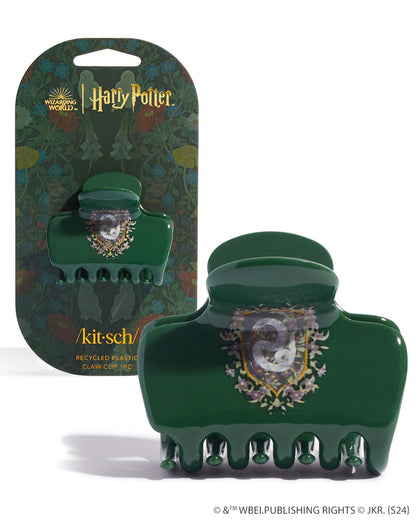 Kitsch Slytherin Jumbo Hair Clip front view with serpent crest