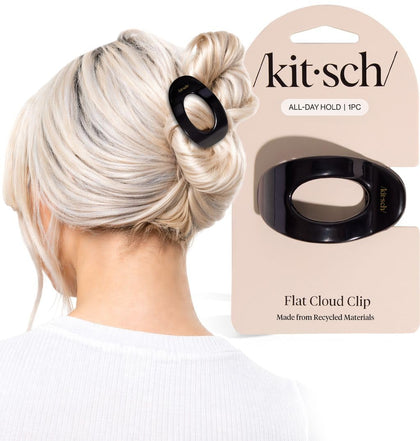 Kitsch Small Flat Claw Clip for Women in black front view