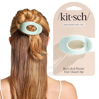 Kitsch Small Flat Claw Clip in Sage Leaf front view