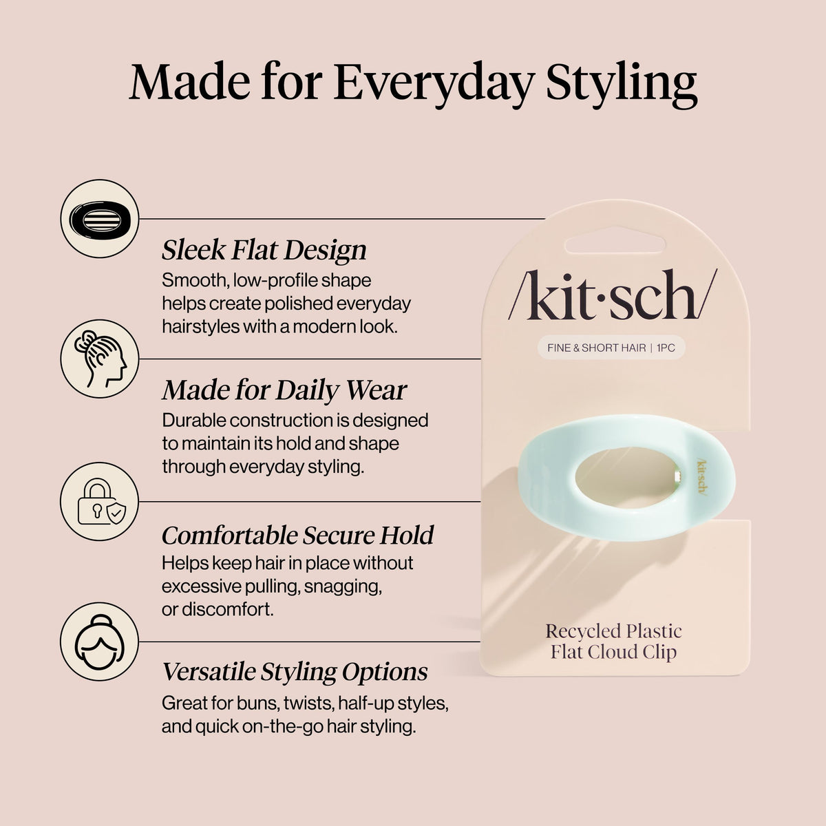 Kitsch Small Flat Claw Clip in Sage Leaf packaging