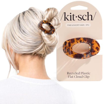 Kitsch Small Flat Claw Clip in tortoise colour front view