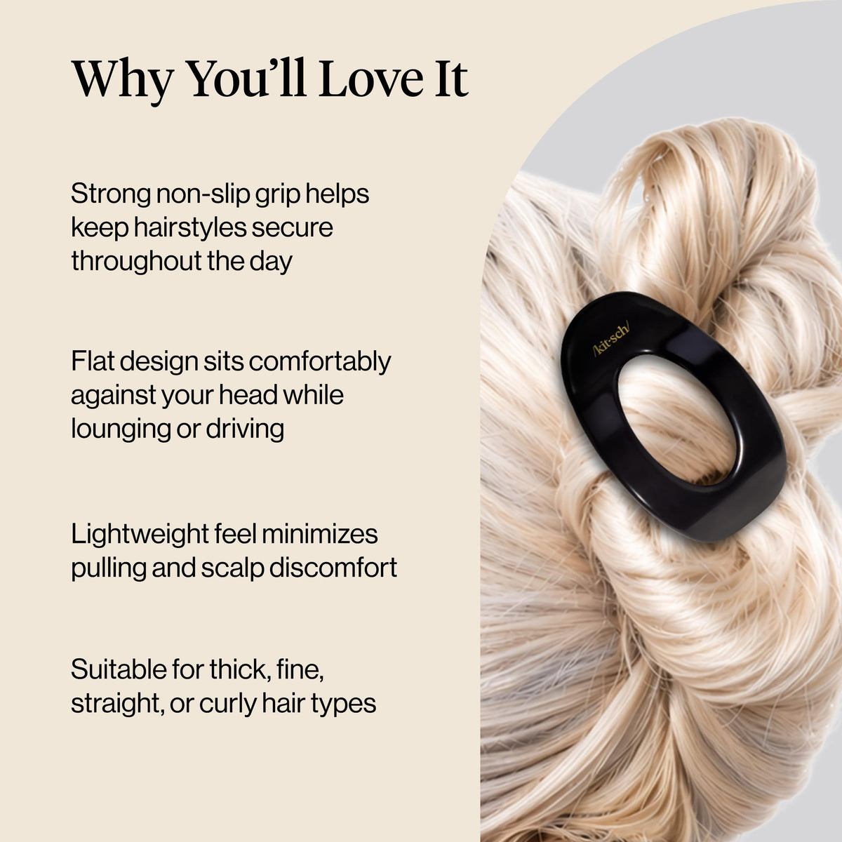 Kitsch Small Flat Claw Clip on a hairstyle