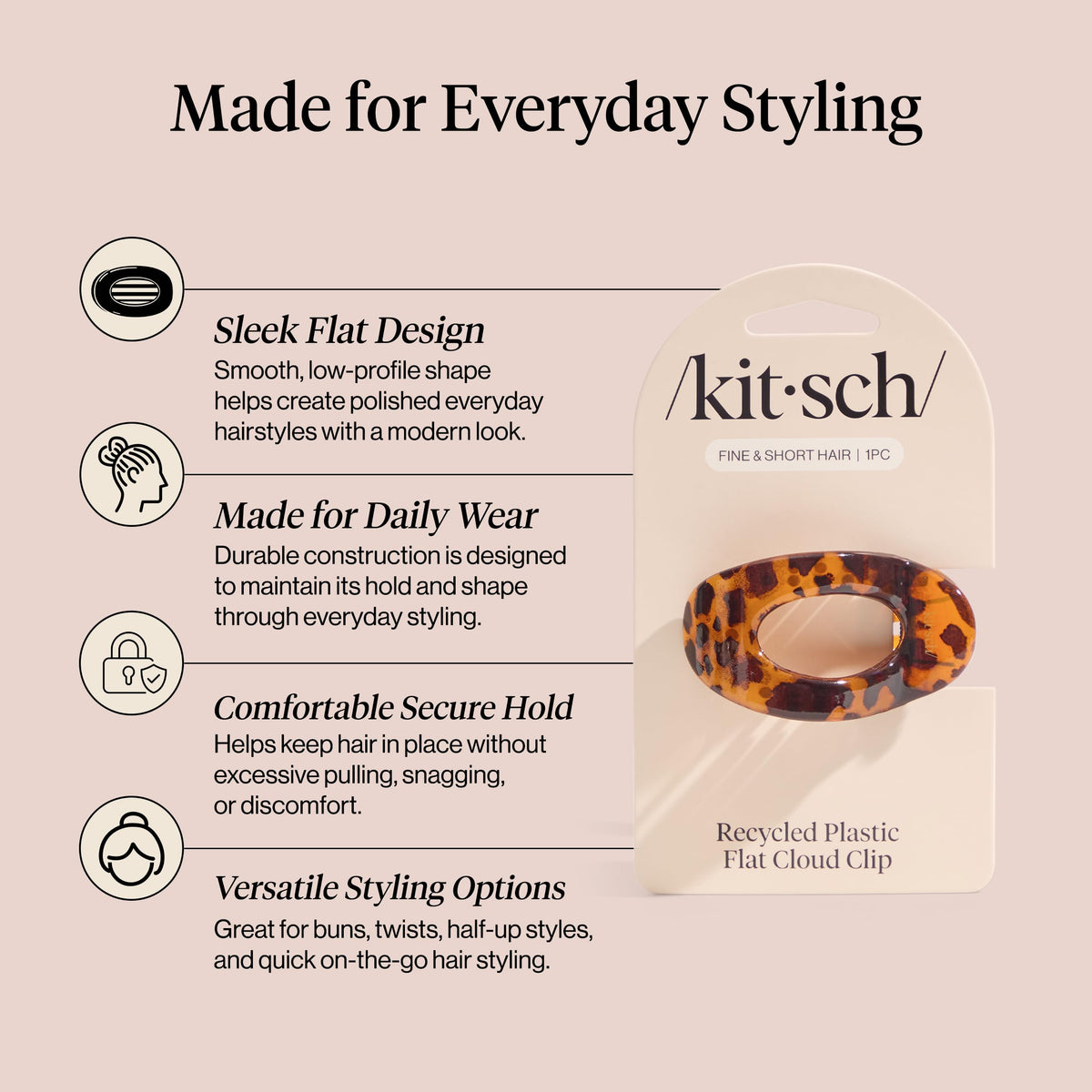Kitsch Small Flat Claw Clip on a stylish background