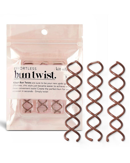 Kitsch Spiral Bobby Pins brown set of three in packaging