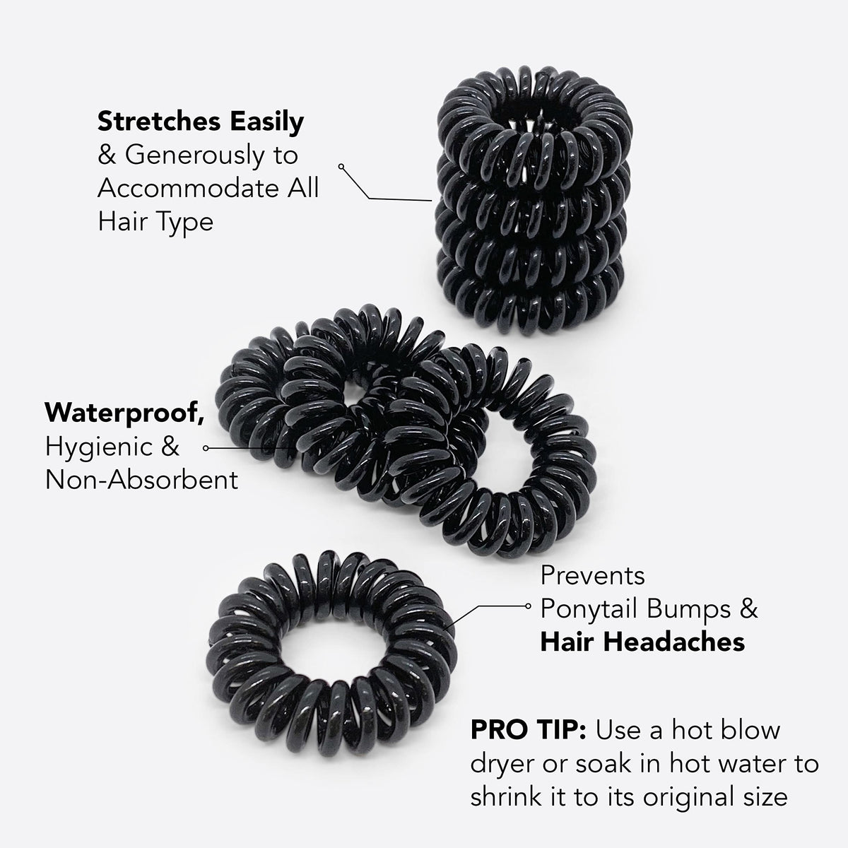 Kitsch Spiral Hair Tie in use on a ponytail