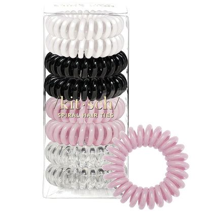 Kitsch Spiral Hair Ties 8-pack assorted colours front view