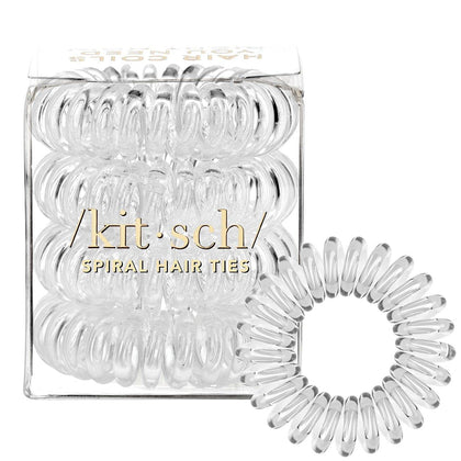 Kitsch Spiral Hair Ties clear model front view