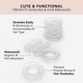 Kitsch Spiral Hair Ties clear on a wrist