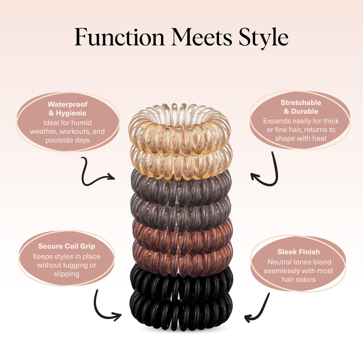 Kitsch Spiral Hair Ties in use for a ponytail