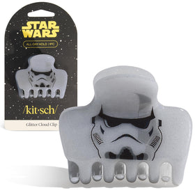 Kitsch Stormtrooper Medium Hair Clip front view with glitter finish