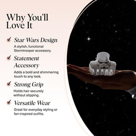 Kitsch Stormtrooper Medium Hair Clip in a styled hairdo