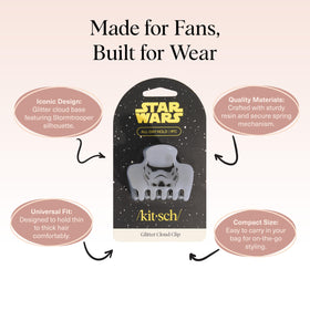 Kitsch Stormtrooper Medium Hair Clip on a table with Star Wars theme