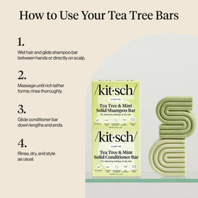 Kitsch Tea Tree Shampoo and Conditioner Set on a bathroom shelf
