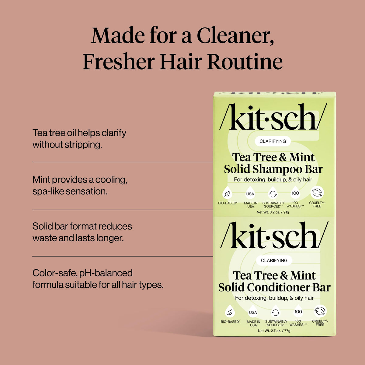 Kitsch Tea Tree Shampoo bar in use