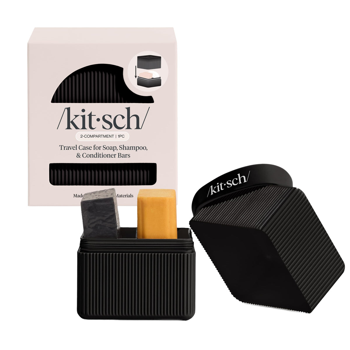 Kitsch Travel Soap Case open showing two compartments