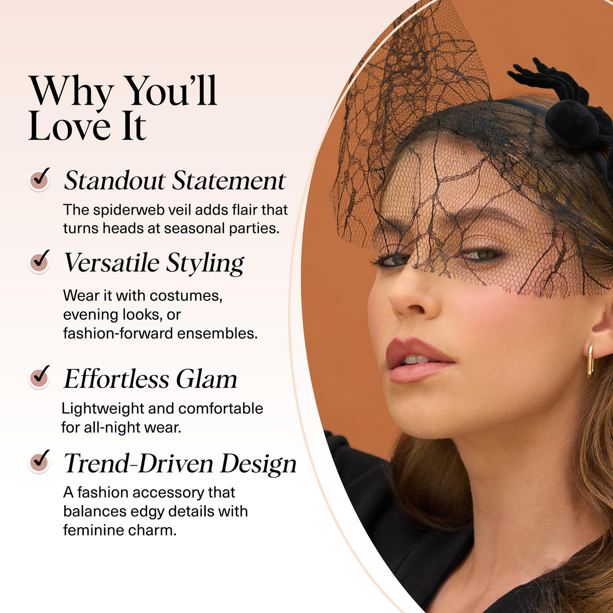 Kitsch Veil Headband back view highlighting the comfortable fit