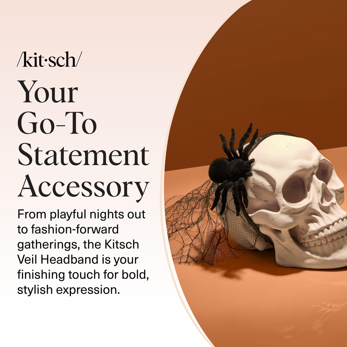 Kitsch Veil Headband in a lifestyle setting with Halloween decor