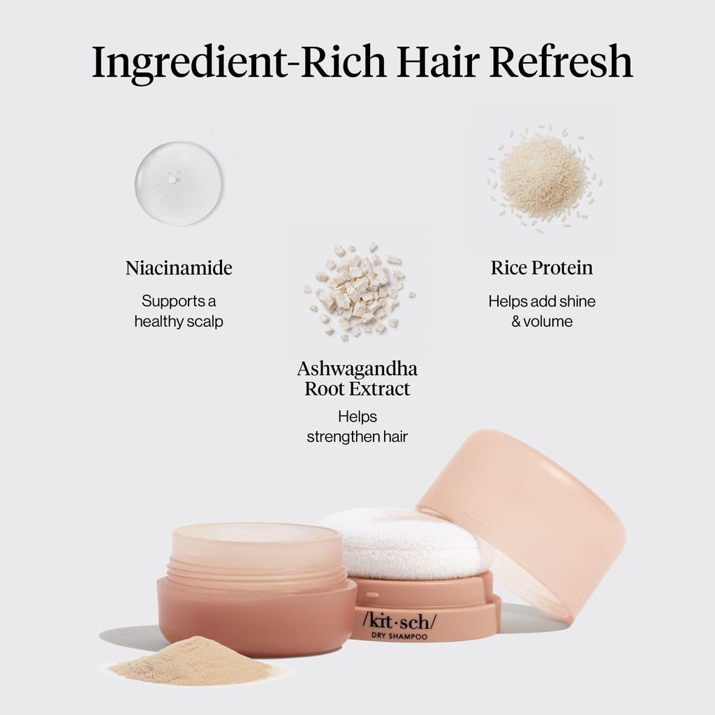 Kitsch Volumizing Dry Shampoo Powder Puff in use on hair