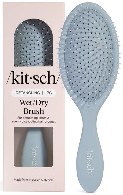 Kitsch Wet Dry Brush Detangler front view in Haze Blue