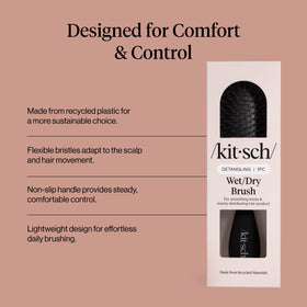Kitsch Wet Dry Brush Detangler side view with non-slip handle