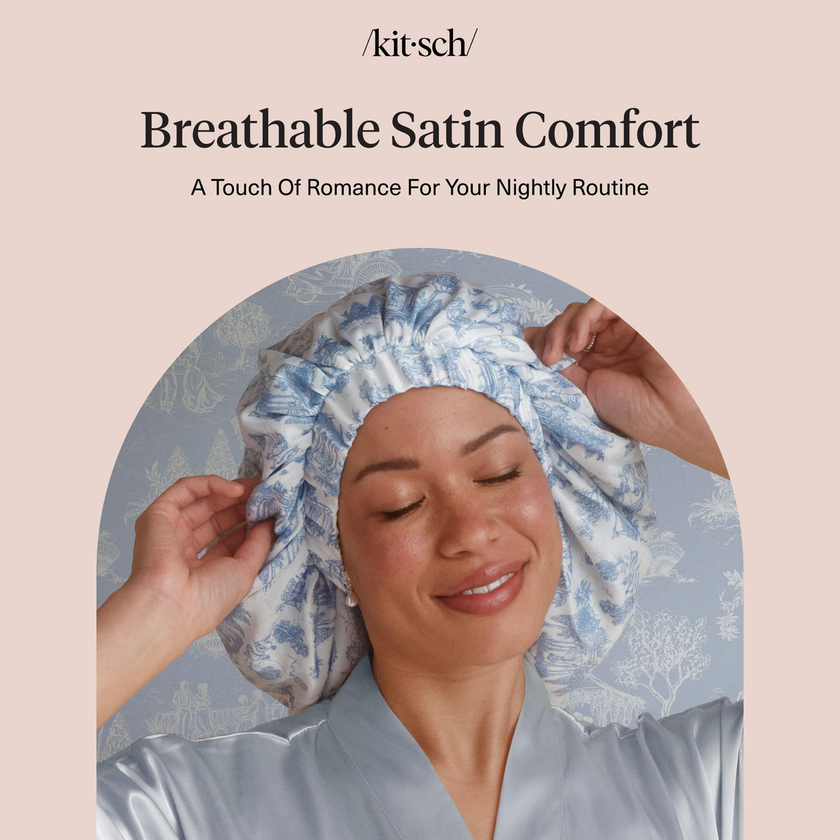 Kitsch x Bridgerton Satin Bonnet lifestyle scene