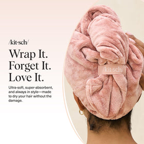 Kitsch XL Microfiber Hair Towel Wrap terracotta laid flat on surface