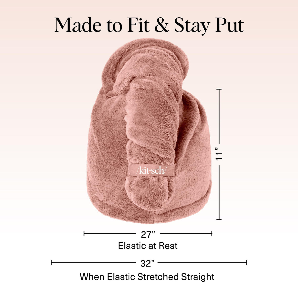 Kitsch XL Microfiber Hair Towel Wrap terracotta showcasing elastic loop