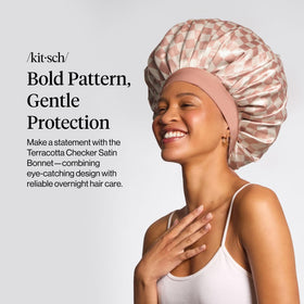 Kitsch XL Satin Bonnet adjustable ties close-up