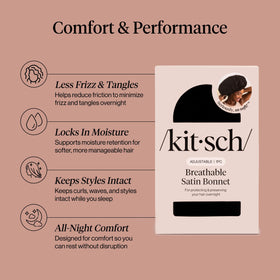 Kitsch XL Satin Bonnet black adjustable ties