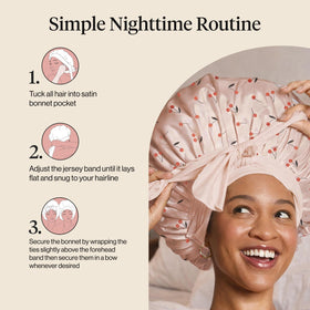 Kitsch XL Satin Bonnet Cherry Print on a pillow