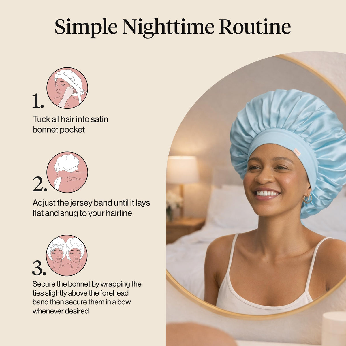 Kitsch XL Satin Bonnet laid flat showing size