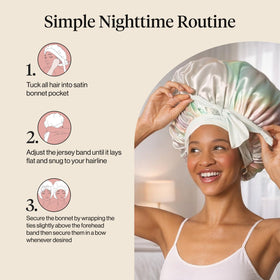 Kitsch XL Satin Bonnet shown on mannequin, styled