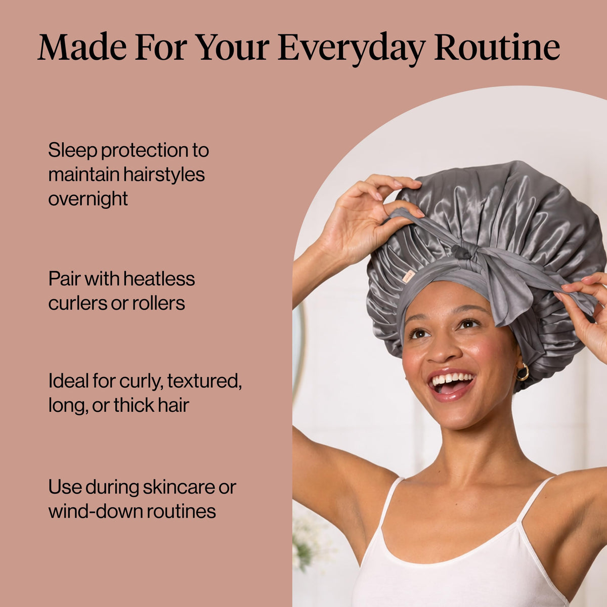 Kitsch XL Satin Bonnet worn by a model