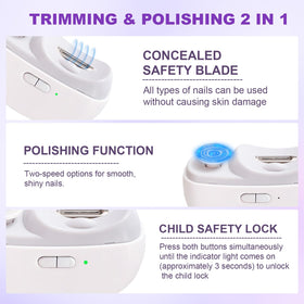 Kiwtreby Electric Nail Clipper side view showing buttons