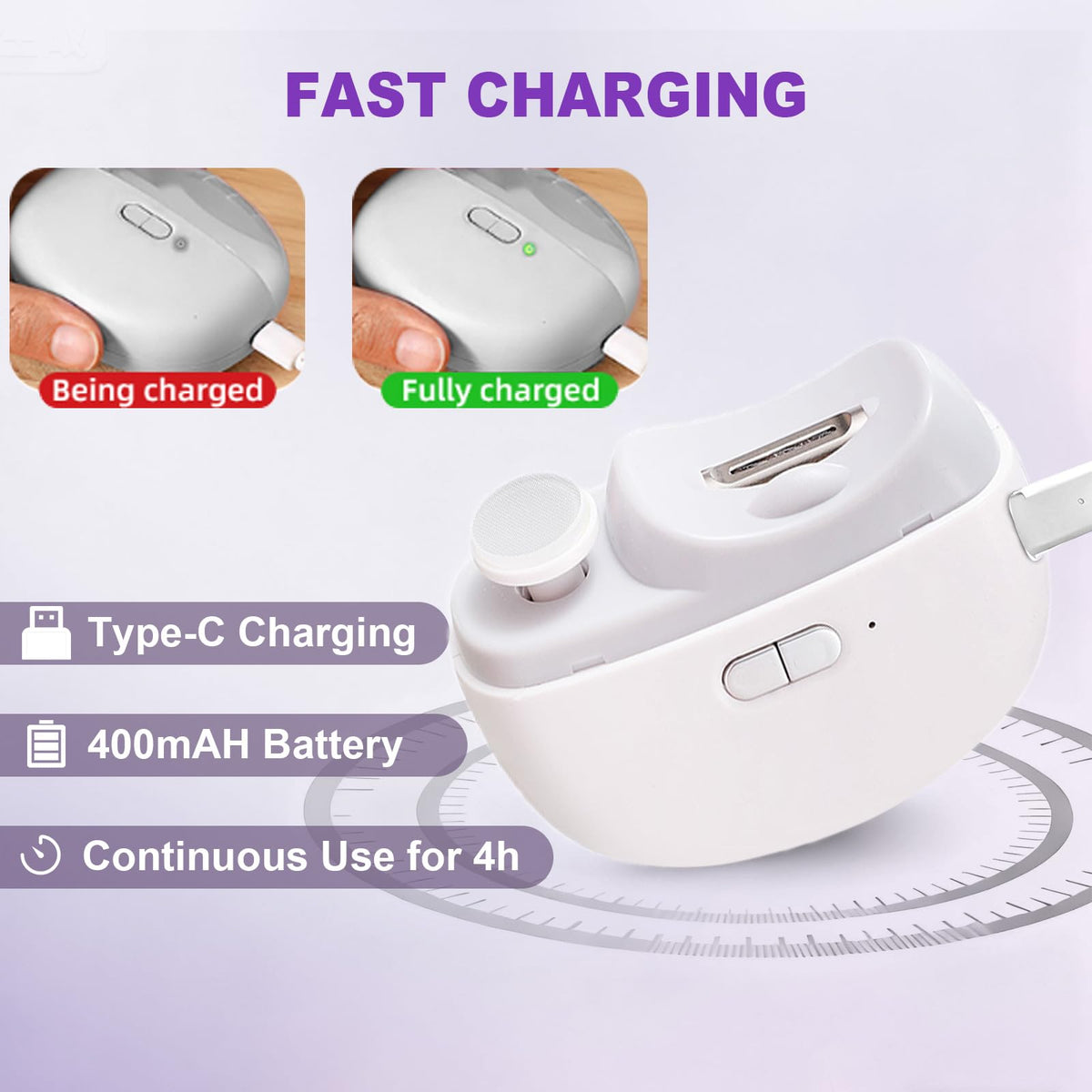 Kiwtreby Electric Nail Clipper with cleaning brush and USB charger