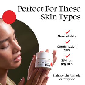 Kiyomi Skin Day Cream in a bathroom setting