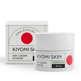 Kiyomi Skin Day Cream Intense front view in Italian glass jar