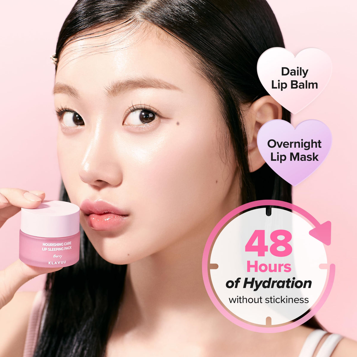 KLAVUU Coconut Lip Sleeping Mask applied on lips
