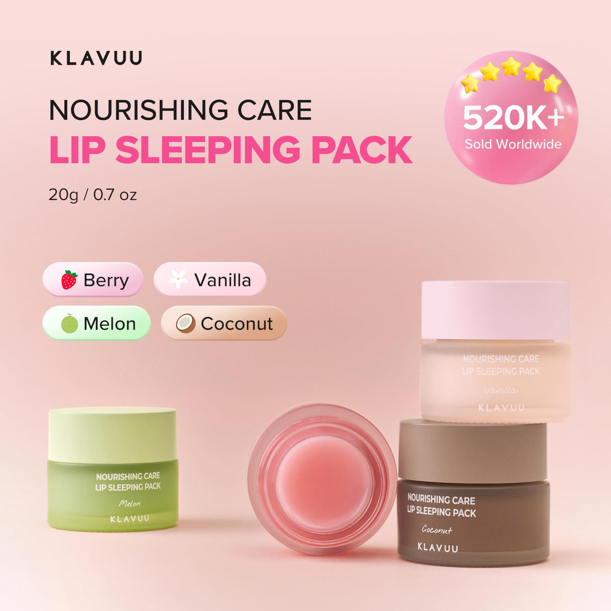 KLAVUU Coconut Lip Sleeping Mask ingredients list on packaging