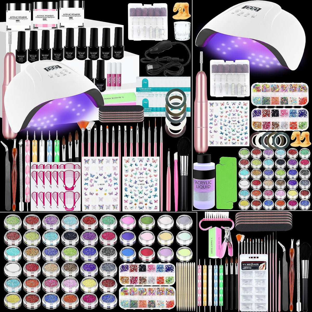 Klemon Acrylic Nail Kit complete set with UV lamp and tools