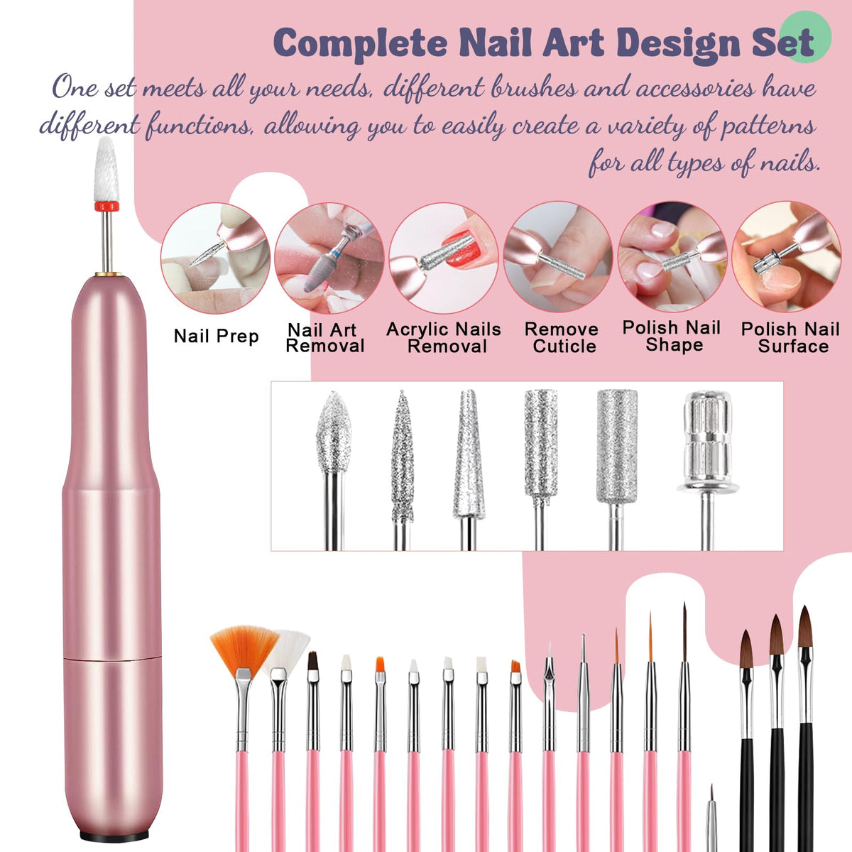 Klemon Acrylic Nail Kit with nail art rhinestones and decorations